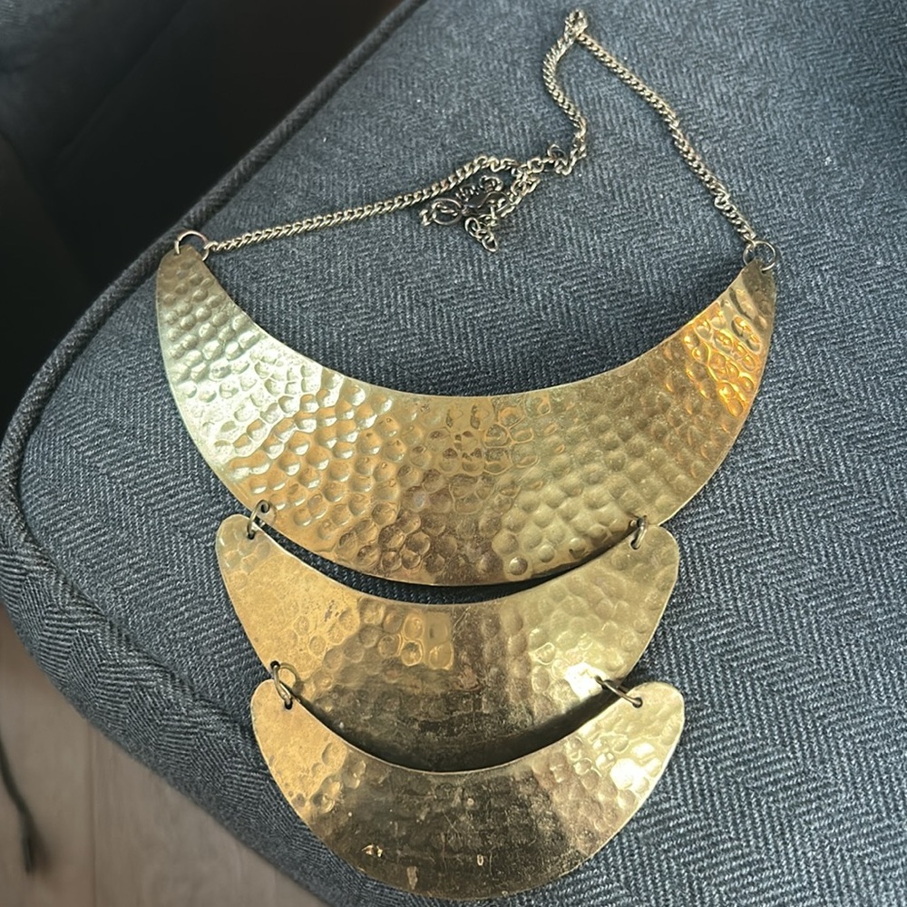 Vintage Gold Hammered Waterfall Necklace